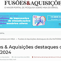 Fuses & Aquisies destaques do dia 04/11/2024